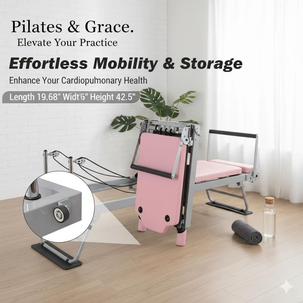 Luxury Foldable Pilates Reformer Machine for Home Gym | 77" Adjustable Studio-Quality Equipment with Jump Board