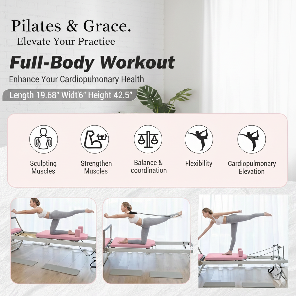 Luxury Foldable Pilates Reformer Machine for Home Gym | 77" Adjustable Studio-Quality Equipment with Jump Board