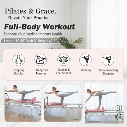 Luxury Foldable Pilates Reformer Machine for Home Gym | 77" Adjustable Studio-Quality Equipment with Jump Board