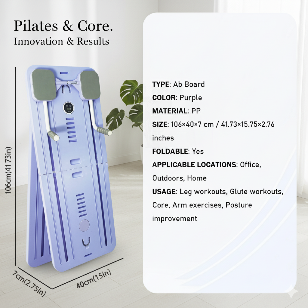 Pilates Board - Pilates Reformer Set, Multi-Purpose Foldable Pilates , 5 in 1 Pilates Sliding Board (Black)