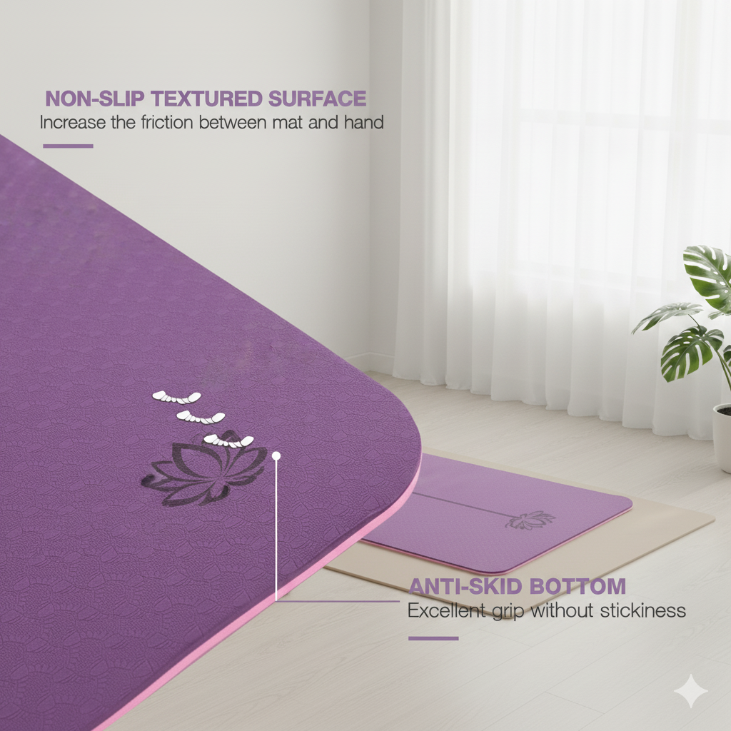 Yoga Mat Non Slip, Pilates Fitness Mats, Eco Friendly, Anti-Tear 1/4" Thick Yoga Mats for Women, Exercise Mats for Home Workout with Carrying Sling and Storage Bag
