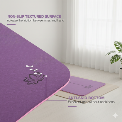 Yoga Mat Non Slip, Pilates Fitness Mats, Eco Friendly, Anti-Tear 1/4" Thick Yoga Mats for Women, Exercise Mats for Home Workout with Carrying Sling and Storage Bag